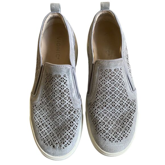 Vionic Kimmie Perf Loafer 7 EU 37 Gray Suede Slip On Low Top Casual Sneaker - Picture 3 of 8